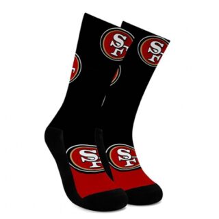 San Francisco 49ers For Bare Feet Men's NFL Stripe Deuce Performance Crew Socks
