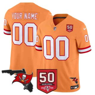 Tampa Bay Buccaneers Throwback 50th Season Patch Vapor Limited Custom Jersey All Stitched Creamsicle
