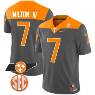 Tennessee Volunteers 2023 Alternate Vapor Limited Jersey V3 All Stitched Anthracite #7 Joe Milton lii