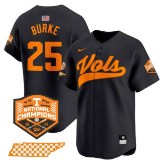 Tennessee Volunteers 2024 Champions Vapor Premier Limited baseball Jersey All Stitched Black #25 Blake Burke