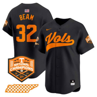 Tennessee Volunteers 2024 Champions Vapor Premier Limited baseball Jersey All Stitched Black #32 Drew Beam