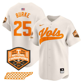 Tennessee Volunteers 2024 Champions Vapor Premier Limited baseball Jersey All Stitched Cream #25 Blake Burke