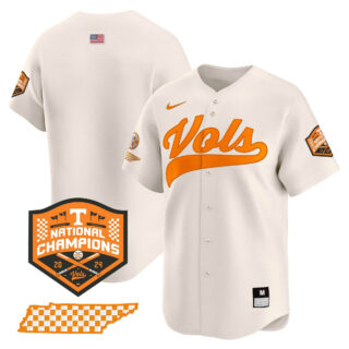 Tennessee Volunteers 2024 Champions Vapor Premier Limited baseball Jersey All Stitched Cream Blank