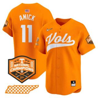 Tennessee Volunteers 2024 Champions Vapor Premier Limited baseball Jersey All Stitched Orange #11 Billy Amick
