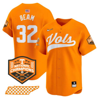 Tennessee Volunteers 2024 Champions Vapor Premier Limited baseball Jersey All Stitched Orange #32 Drew Beam