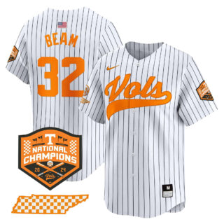 Tennessee Volunteers 2024 Champions Vapor Premier Limited baseball Jersey All Stitched Pinstripe #32 Drew Beam