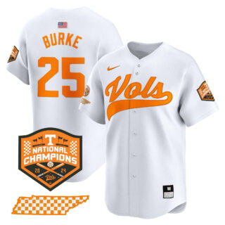 Tennessee Volunteers 2024 Champions Vapor Premier Limited baseball Jersey All Stitched White #25 Blake Burke