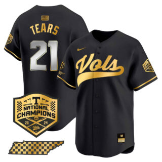 Tennessee Volunteers 2024 Champions Vapor Premier Limited baseball Jersey All StitchedBlack Gold #21 Kavares Tears