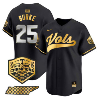 Tennessee Volunteers 2024 Champions Vapor Premier Limited baseball Jersey All StitchedBlack Gold #25 Blake Burke