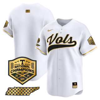 Tennessee Volunteers Jersey 2024 College World Series Vapor Premier Limited V2 NCAA Baseball Stitched White Gold Blank