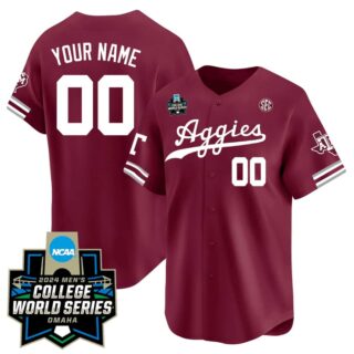Custom Texas A&M Aggies 2024 College World Series Vapor Premier Limited White Alternate Jersey All Stitched