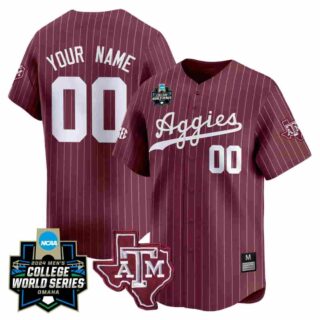 Custom Texas A&M Aggies 2024 College World Series Vapor Premier Limited Aggie Maroon Alternate Jersey All Stitched