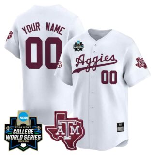 Custom Texas A&M Aggies 2024 College World Series Vapor Premier Limited Jersey All Stitched White