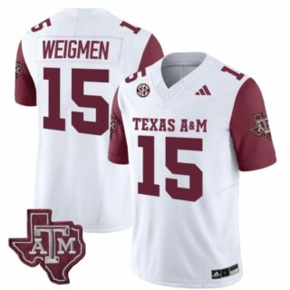 Texas A&M Aggies Conner Weigman Jersey #15 Vapor Limited College Football Maroo Sleeves
