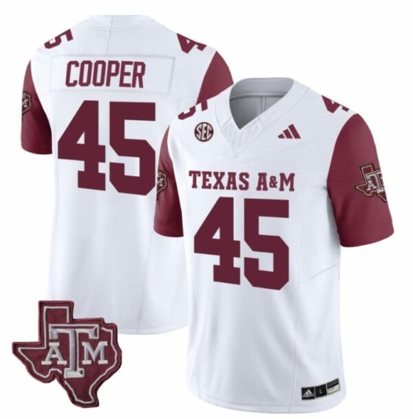 Texas A&M Aggies Edgerrin Cooper Jersey #45 Vapor Limited College Football Maroon Sleeves