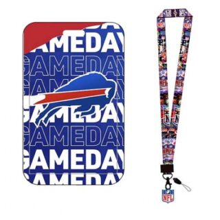 The Buffalo Bills ID Stickers Badge Holder with Lanyard, Hard Plastic Key Card Work Badge Sleeve for Office, School, Factory, ID Credit Cards