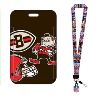 The Cleveland Browns ID Stickers Badge Holder with Lanyard, Card Work Badge Sleeve for Office, School, Factory, ID Credit Cards