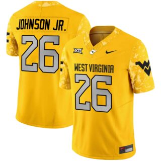 West Virginia Mountaineers #26 Justin Johnson Jr. 2024 Vapor Limited Gold Jersey V2 All Stitched