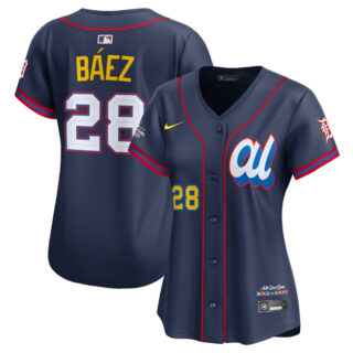 Women's American League #28 Javier Baez Navy 2025 All-Star Edition Limited Stitched Baseball Jersey(Run Small)