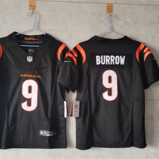 Women's Cincinnati Bengals #9 Joe Burrow Black F.U.S.E. Stitched Vapor Football Jersey(Run Small)