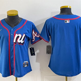 Women's National League Atlanta Braves Blank Blue 2025 All-Star Edition Limited Stitched Baseball Jersey(Run Small)