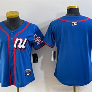 Women's National League Colorado Rockies Blank Blue 2025 All-Star Edition Limited Stitched Baseball Jersey(Run Small)