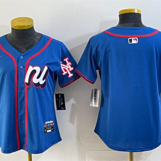 Women's National League New York Mets Blank Blue 2025 All-Star Edition Limited Stitched Baseball Jersey(Run Small)
