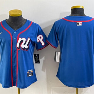Women's National League Philadelphia Phillies Blank Blue 2025 All-Star Edition Limited Stitched Baseball Jersey(Run Small)