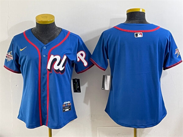 Women's National League Philadelphia Phillies Blank Blue 2025 All-Star Edition Limited Stitched Baseball Jersey(Run Small)