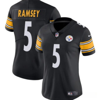 Women's Pittsburgh Steelers #5 Jalen Ramsey Black 2025 Vapor Untouchable Limited Stitched Football Jersey(Run Small)