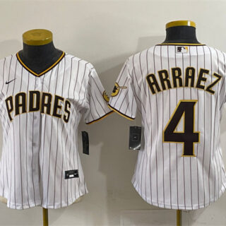 Women's San Diego Padres #4 Luis Arraez White Stitched Baseball Jersey(Run Small)