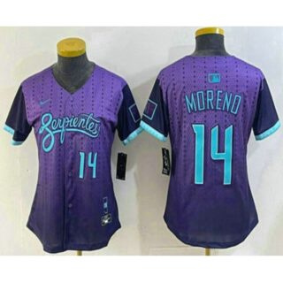 Women's Arizona Diamondbacks #14 Gabriel Moreno Number Purple 2025 City Connect Limited Jersey
