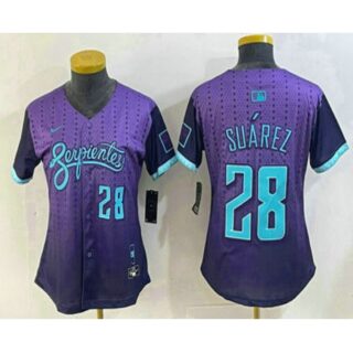 Women's Arizona Diamondbacks #28 Eugenio Suarez Number Purple 2025 City Connect Limited Jersey