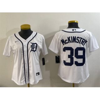 Women's Detroit Tigers #39 Zach McKinstry White Cool Base Stitched Baseball Jersey(Run Small)