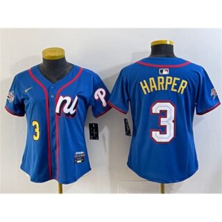 Women's National League #3 Bryce Harper Blue 2025 All-Star Edition Limited Stitched Baseball Jersey(Run Small)