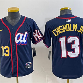 Youth American League #13 Jazz Chisholm Jr. Navy 2025 All-Star Edition Limited Stitched Baseball Jersey