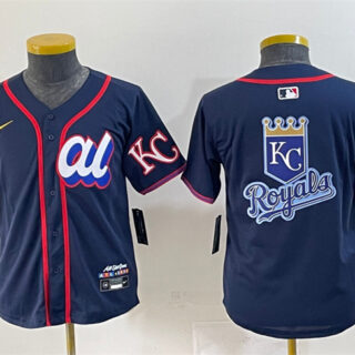 Youth American League Kansas City Royals Team Big Logo Navy 2025 All-Star Edition Limited Stitched Baseball Jersey