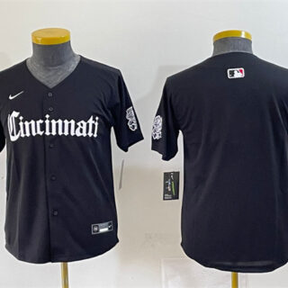 Youth Cincinnati Reds Blank Black 'Gothic Queen City Edition' Vapor Premier Limited Stitched Baseball Jersey