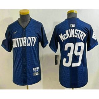 Youth Detroit Tigers #39 Zach McKinstry 2024 Navy City Connect Cool Base Limited Stitched Jersey
