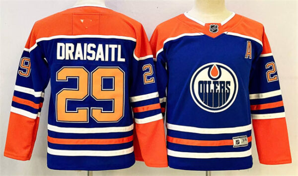 Youth Edmonton Oilers #29 Leon Draisaitl Royal 2024-25 Stitched Jersey