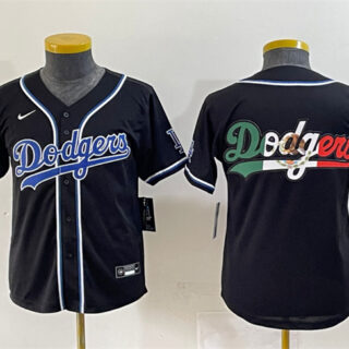 Youth Los Angeles Dodgers Team Big Logo Black Stitched Baseball Jersey