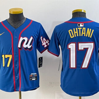 Youth National League #17 Shohei Ohtani Blue 2025 All-Star Edition Limited Stitched Baseball Jersey