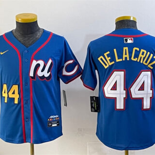 Youth National League #44 Elly De La Cruz Blue 2025 All-Star Edition Limited Stitched Baseball Jersey