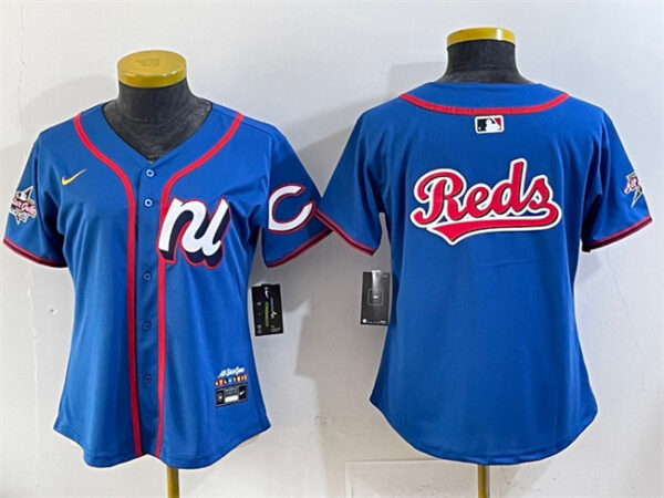 Youth National League Cincinnati Reds Team Big Logo Blue 2025 All-Star Edition Limited Stitched Baseball Jersey