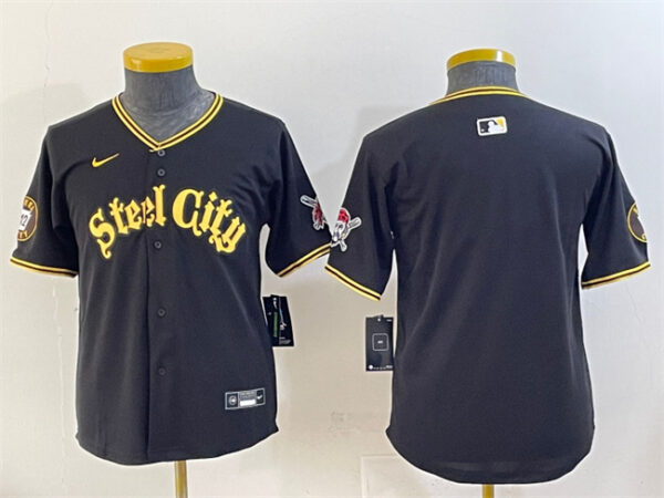 Youth Pittsburgh Pirates Blank Black 412 Patch Vapor Premier Limited Stitched Baseball Jersey