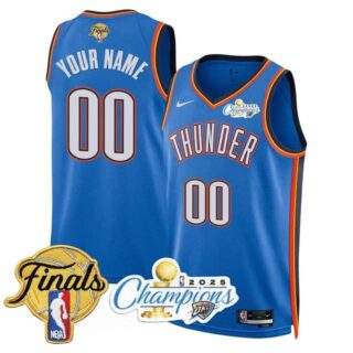Custom Men's Oklahoma City Thunder 2024-25 Champions Icon Jersey All Stitched