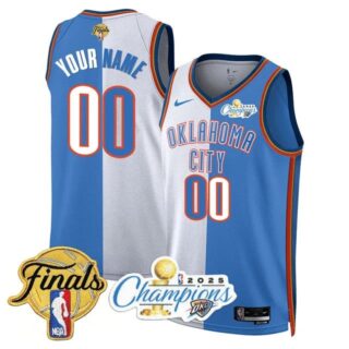 Custom Men's Oklahoma City Thunder 2024-25 Champions Split Jersey All Stitched