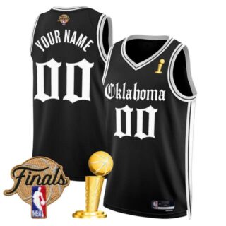 Custom Men's Oklahoma City Thunder 2025 Champions 'Gothic Storm Edition' Swingman Black Jersey All Stitched