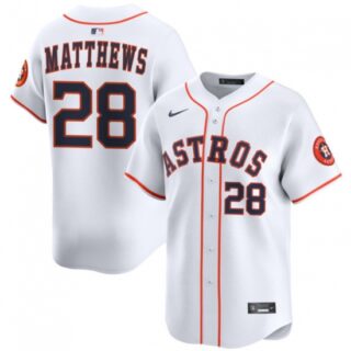 Men's Houston Astros #28 Brice Matthews White 2025 Home Limited Stitched Baseball Jersey