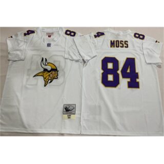 Men's Minnesota Vikings #84 Randy Moss White Throwback Football Stitched Jersey